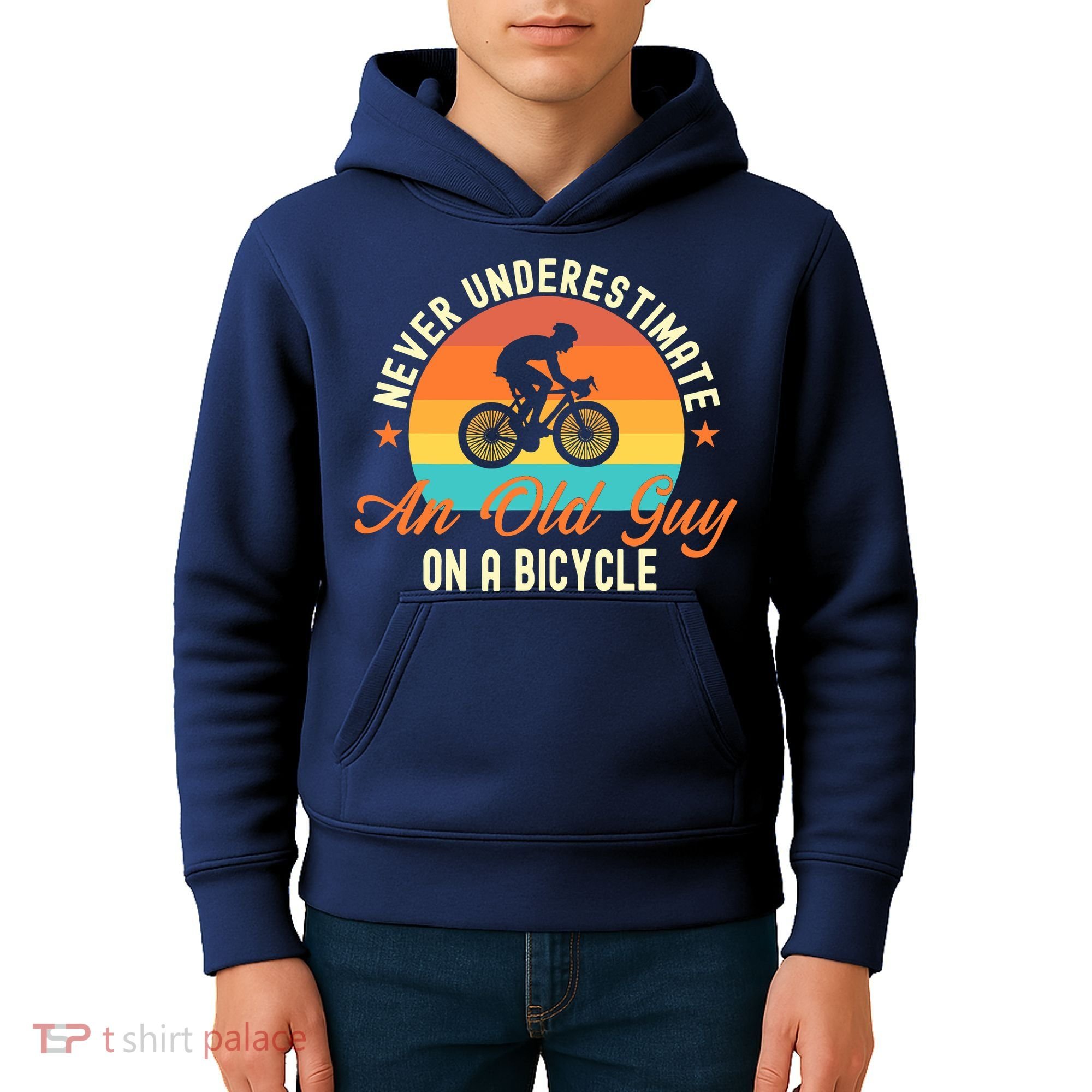 Never Underestimate An Old Guy On A Bicycle Cycling Kids Hoodie