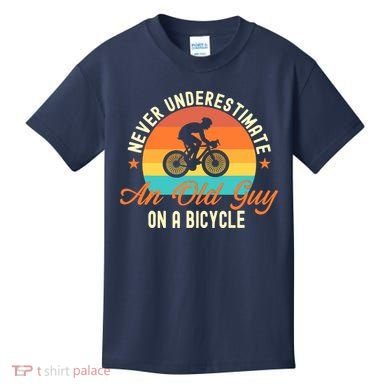 Never Underestimate An Old Guy On A Bicycle Cycling Kids T-Shirt