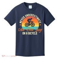 Never Underestimate An Old Guy On A Bicycle Cycling Kids T-Shirt thumb 0
