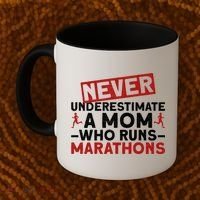 Never Underestimate A Mom Who Runs Marathons Gift Coffee Mug thumb 2
