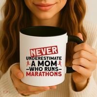 Never Underestimate A Mom Who Runs Marathons Gift Coffee Mug thumb 3