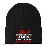 Never Underestimate A Mom Who Runs Marathons Gift Beanie thumb 0