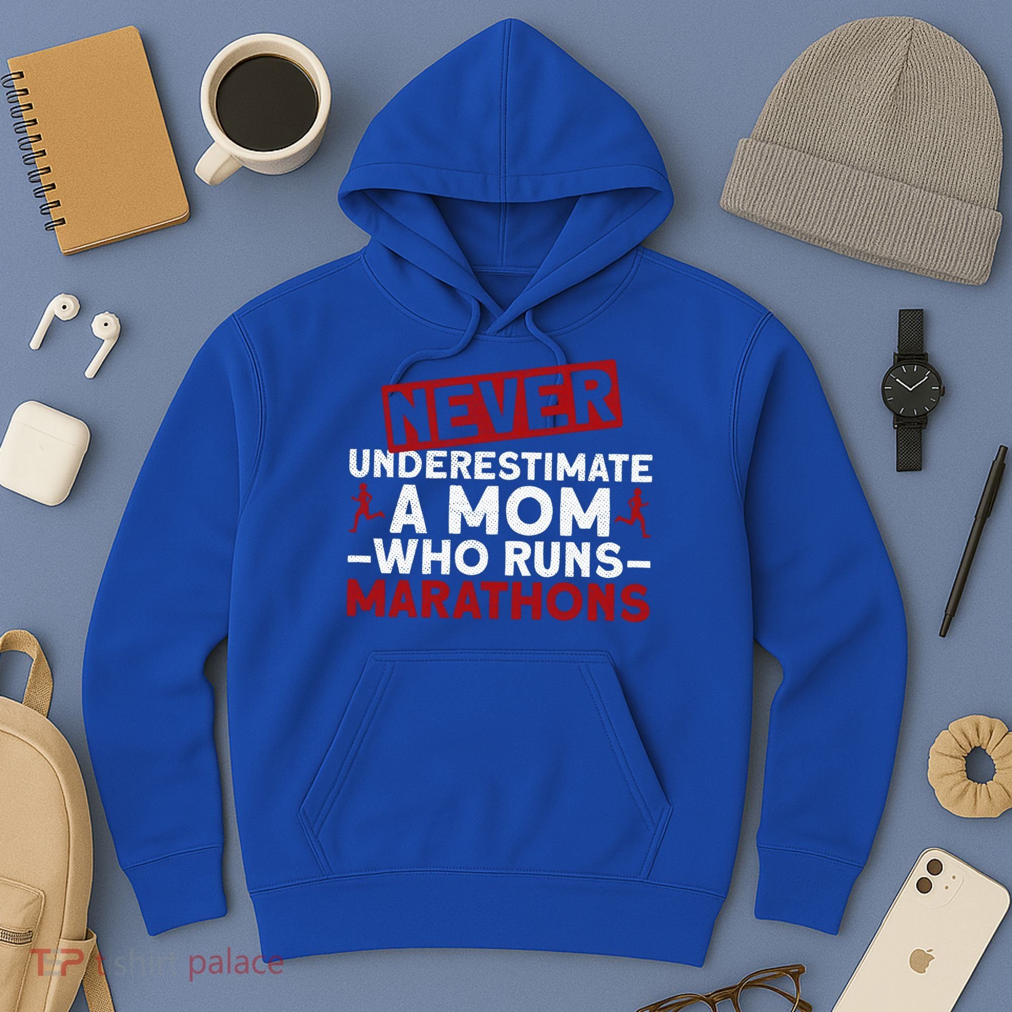 Never Underestimate A Mom Who Runs Marathons Gift Hoodie