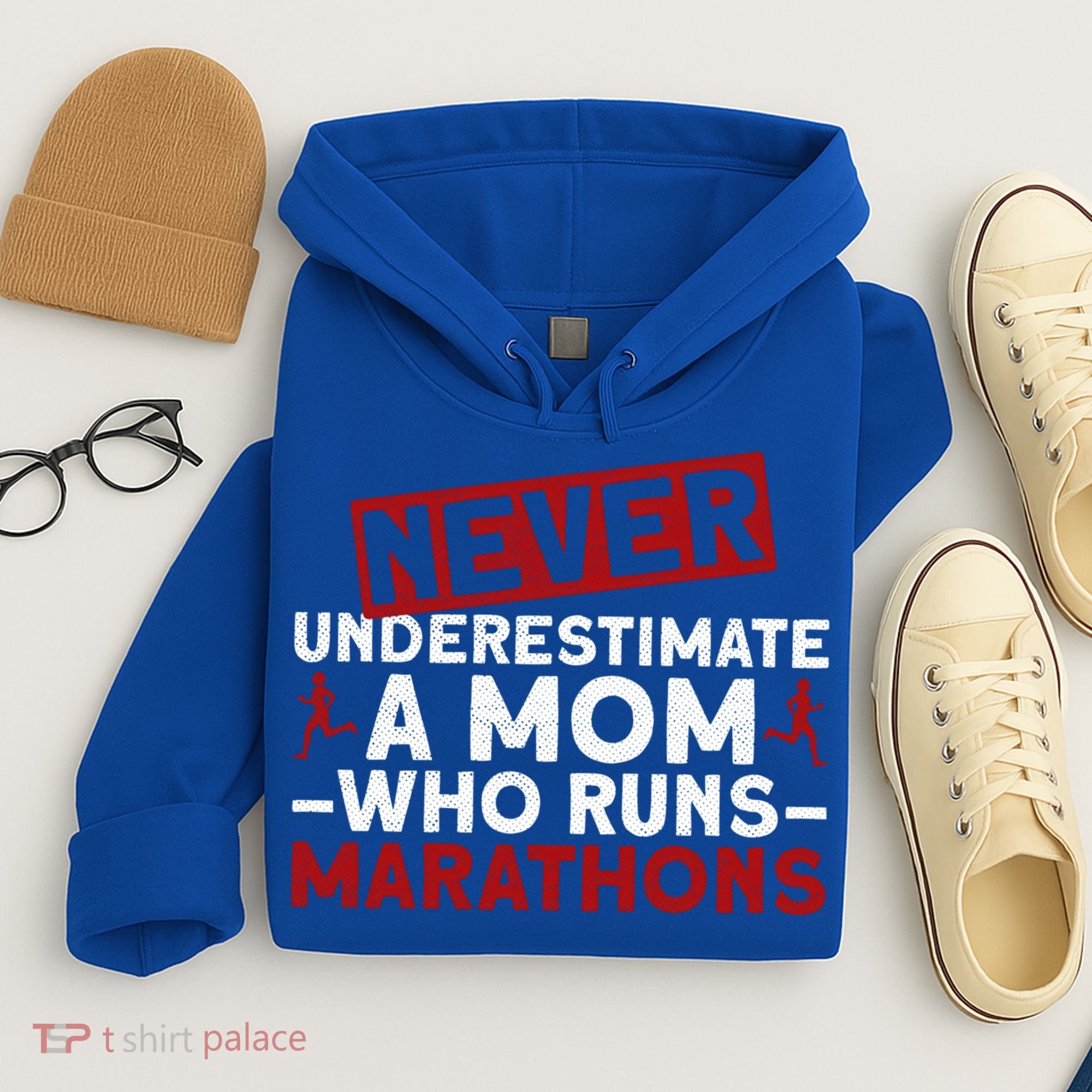 Never Underestimate A Mom Who Runs Marathons Gift Hoodie