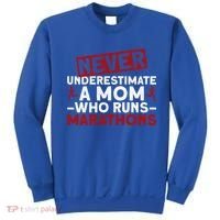 Never Underestimate A Mom Who Runs Marathons Gift Sweatshirt thumb 0