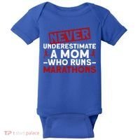 Never Underestimate A Mom Who Runs Marathons Gift Baby Bodysuit thumb 0