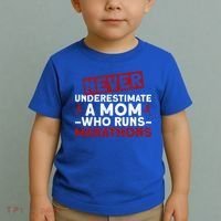 Never Underestimate A Mom Who Runs Marathons Gift Toddler T-Shirt thumb 2