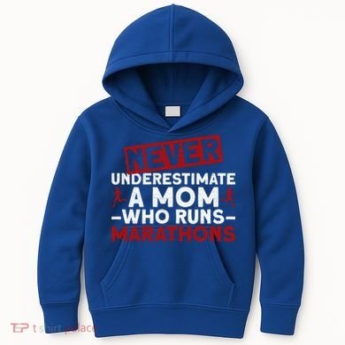 Never Underestimate A Mom Who Runs Marathons Gift Kids Hoodie
