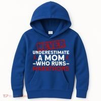 Never Underestimate A Mom Who Runs Marathons Gift Kids Hoodie thumb 0