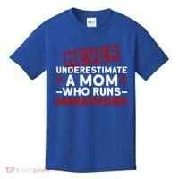 Never Underestimate A Mom Who Runs Marathons Gift Kids T-Shirt thumb 0