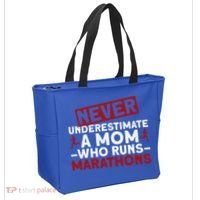 Never Underestimate A Mom Who Runs Marathons Gift Tote Bag thumb 2