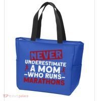 Never Underestimate A Mom Who Runs Marathons Gift Tote Bag thumb 3