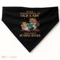 Never Underestimate An Old Lady Who Loves Reading Book Owl USA-Made Doggie Bandana thumb 0