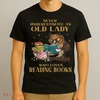 Never Underestimate An Old Lady Who Loves Reading Book Owl T-Shirt thumb 3