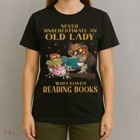 Never Underestimate An Old Lady Who Loves Reading Book Owl T-Shirt thumb 4