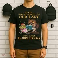 Never Underestimate An Old Lady Who Loves Reading Book Owl T-Shirt thumb 6