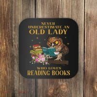 Never Underestimate An Old Lady Who Loves Reading Book Owl Coaster thumb 0