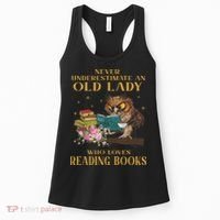 Never Underestimate An Old Lady Who Loves Reading Book Owl Women's Tank Top thumb 0