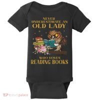 Never Underestimate An Old Lady Who Loves Reading Book Owl Baby Bodysuit thumb 0