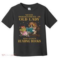 Never Underestimate An Old Lady Who Loves Reading Book Owl Toddler T-Shirt thumb 0