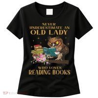 Never Underestimate An Old Lady Who Loves Reading Book Owl Women's T-Shirt thumb 0