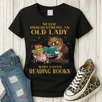 Never Underestimate An Old Lady Who Loves Reading Book Owl Women's T-Shirt thumb 3