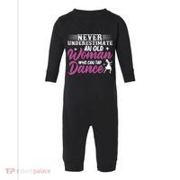 Never Underestimate An Old Who Can Tap Dance Dancer Great Gift Infant Fleece One Piece thumb 0