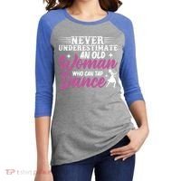 Never Underestimate An Old Who Can Tap Dance Dancer Great Gift Women's Tri-Blend 3/4-Sleeve Raglan Shirt thumb 2