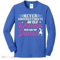 Never Underestimate An Old Who Can Tap Dance Dancer Great Gift Kids Long Sleeve Shirt thumb 0