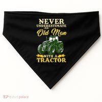 Never Underestimate An Old Man With A Tractor Farmer USA-Made Doggie Bandana thumb 0