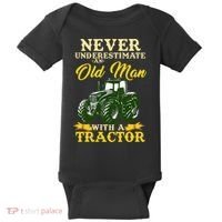 Never Underestimate An Old Man With A Tractor Farmer Baby Bodysuit thumb 0