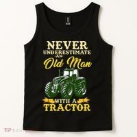 Never Underestimate An Old Man With A Tractor Farmer Tank Top thumb 2
