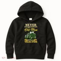 Never Underestimate An Old Man With A Tractor Farmer Kids Hoodie thumb 0