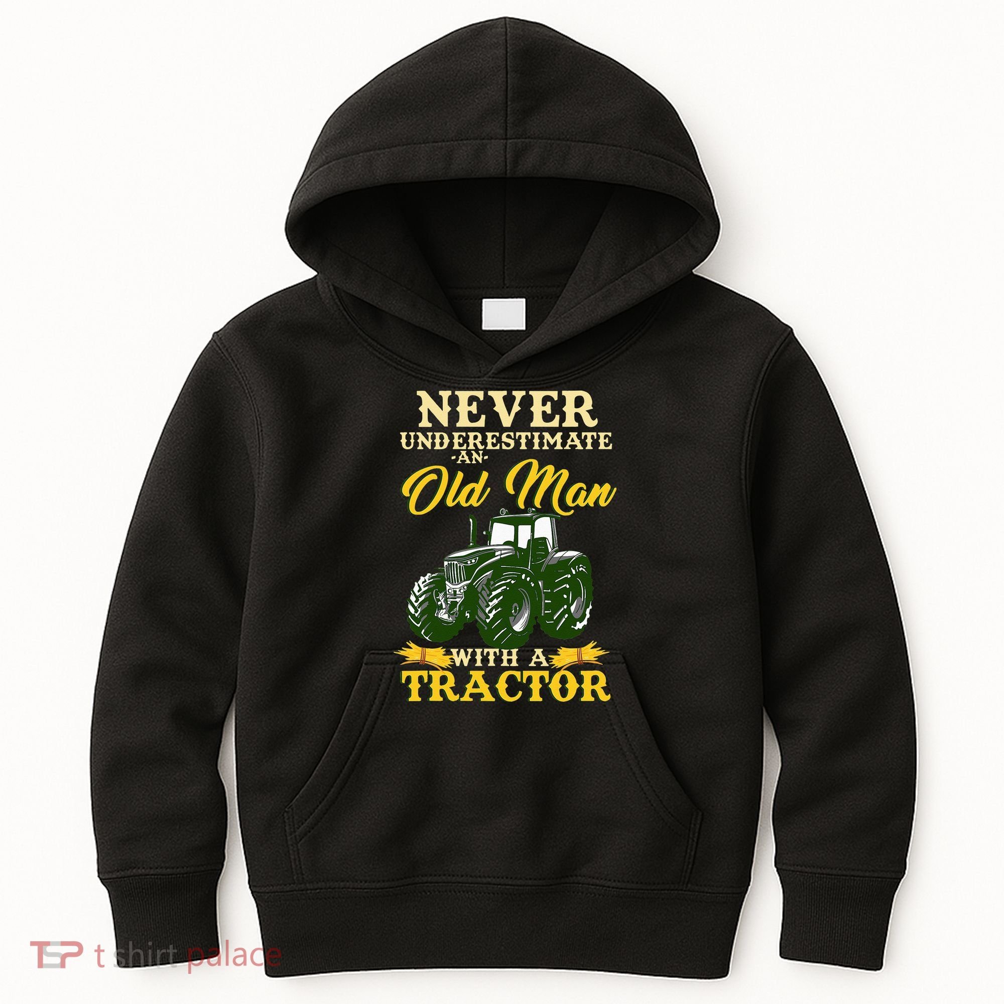 Never Underestimate An Old Man With A Tractor Farmer Kids Hoodie