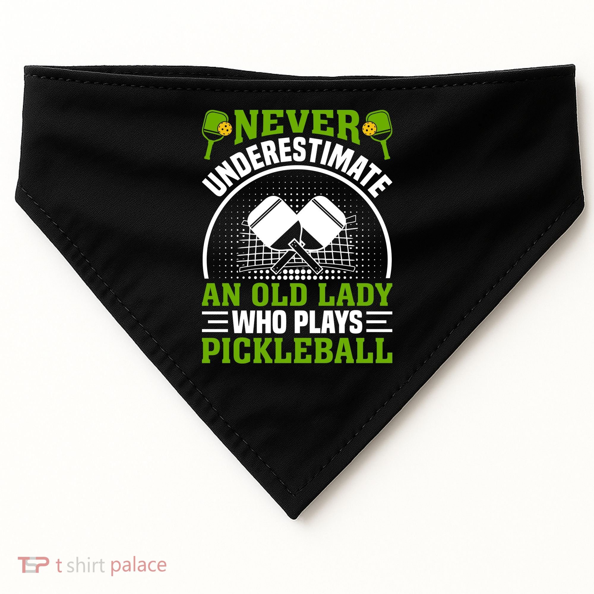 Never Underestimate An Old Lady Who Plays Pickleball USA-Made Doggie Bandana