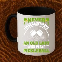 Never Underestimate An Old Lady Who Plays Pickleball Coffee Mug thumb 2