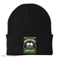 Never Underestimate An Old Lady Who Plays Pickleball Beanie thumb 0