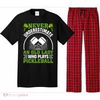 Never Underestimate An Old Lady Who Plays Pickleball Pajama Set thumb 0