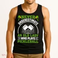 Never Underestimate An Old Lady Who Plays Pickleball Tank Top thumb 3