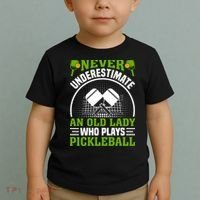 Never Underestimate An Old Lady Who Plays Pickleball Toddler T-Shirt thumb 2