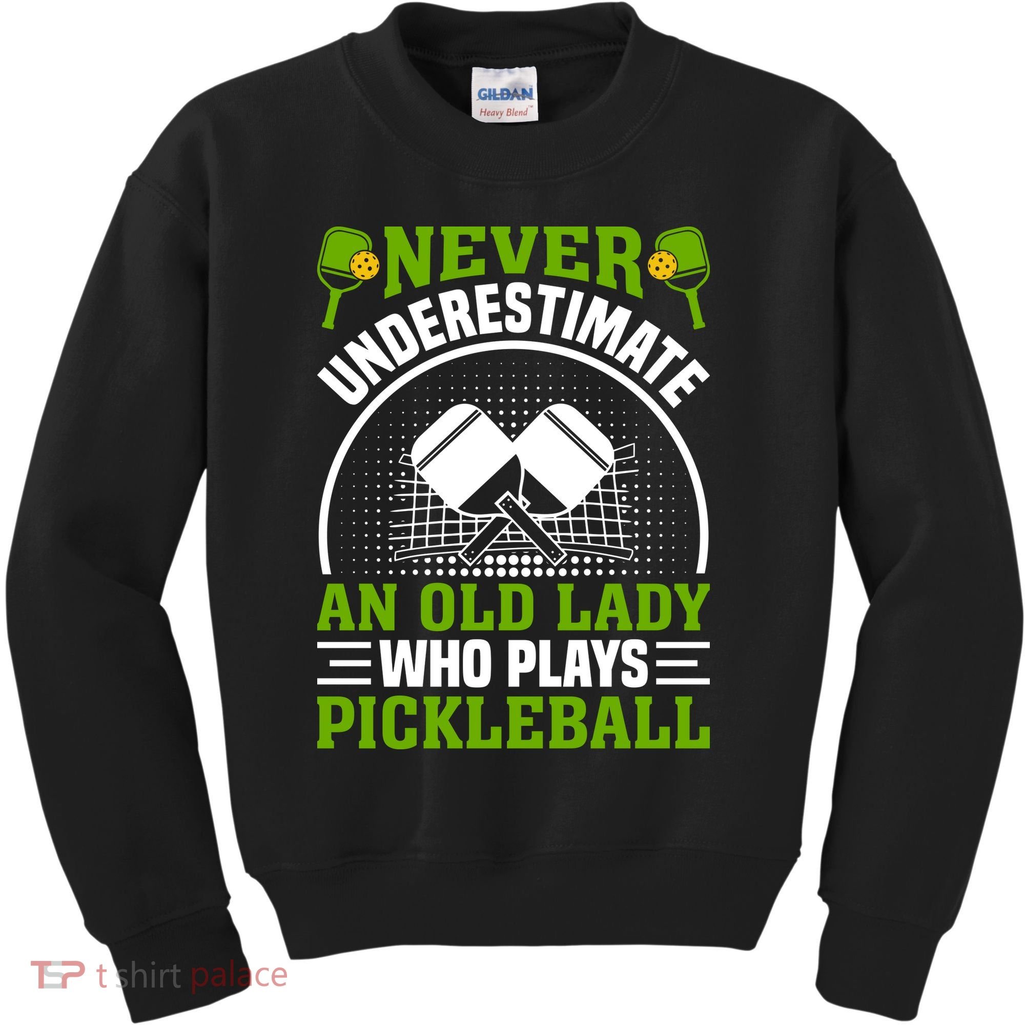 Never Underestimate An Old Lady Who Plays Pickleball Kids Sweatshirt