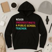 Never Underestimate A Public School Teacher Hoodie thumb 3