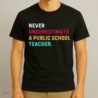 Never Underestimate A Public School Teacher T-Shirt thumb 3