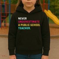 Never Underestimate A Public School Teacher Kids Hoodie thumb 3