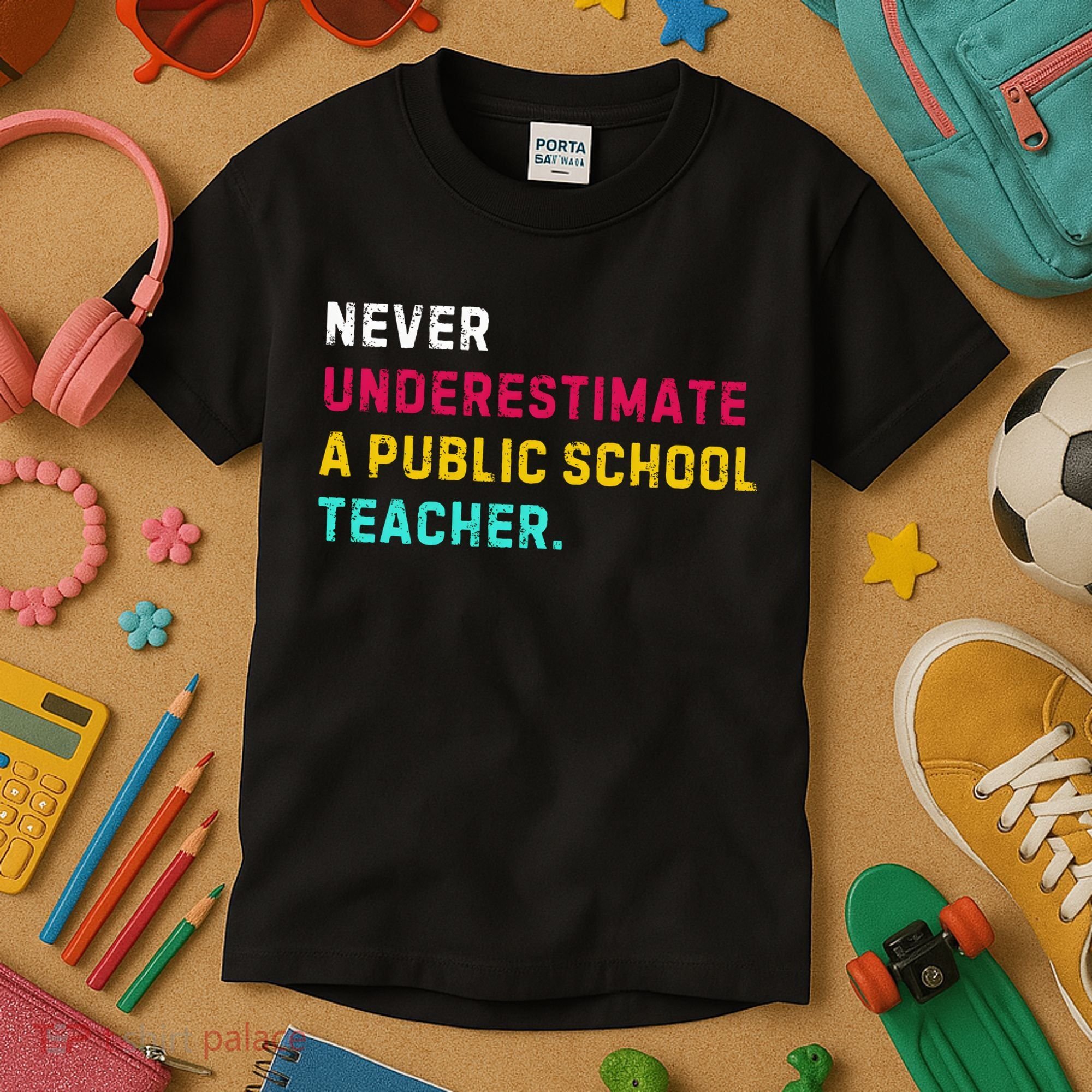 Never Underestimate A Public School Teacher Kids T-Shirt