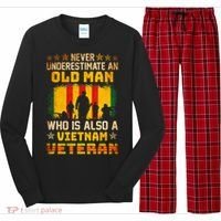 Never Underestimate An Old Man Vietnam Veteran Long Sleeve Pajama Set thumb 0