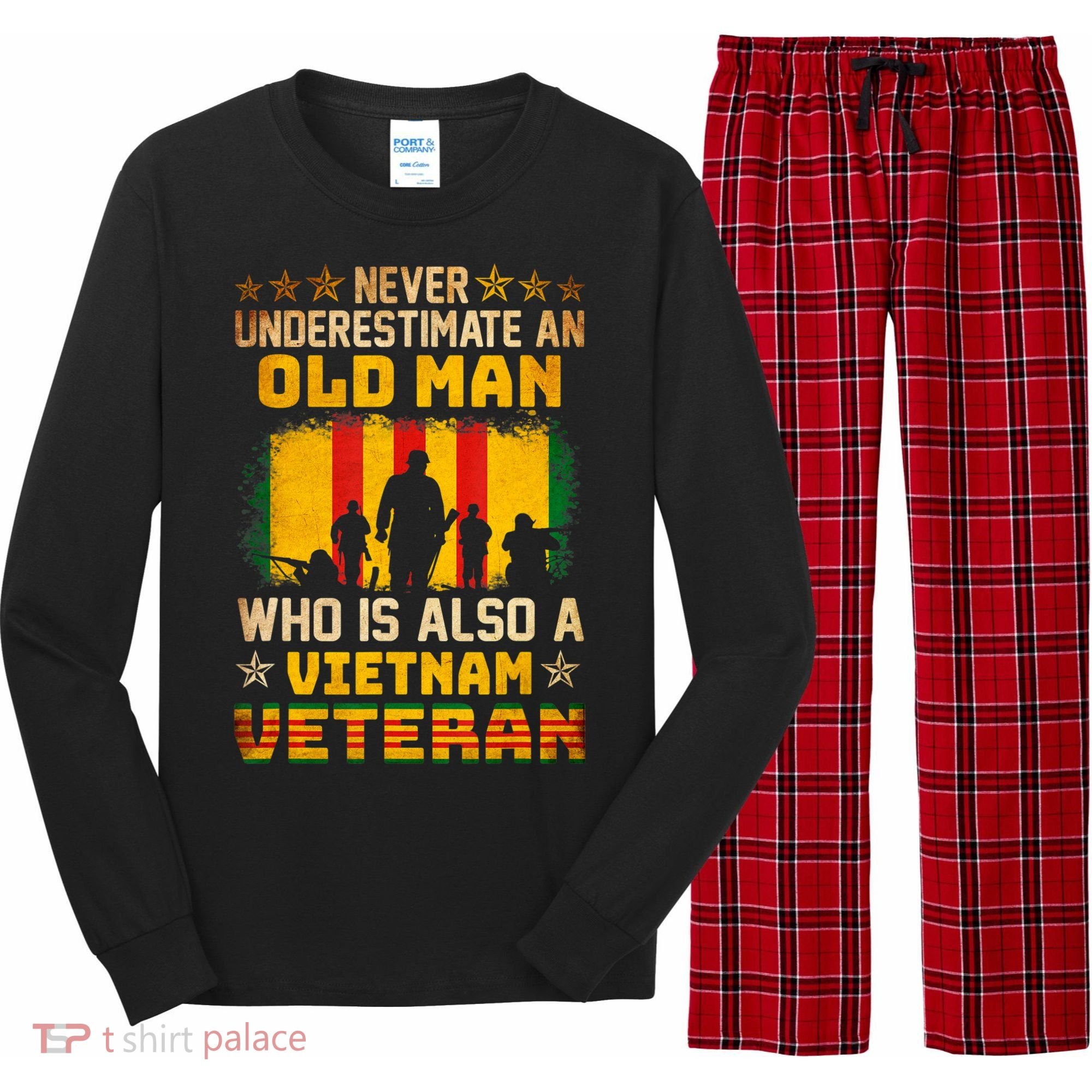 Never Underestimate An Old Man Vietnam Veteran Long Sleeve Pajama Set