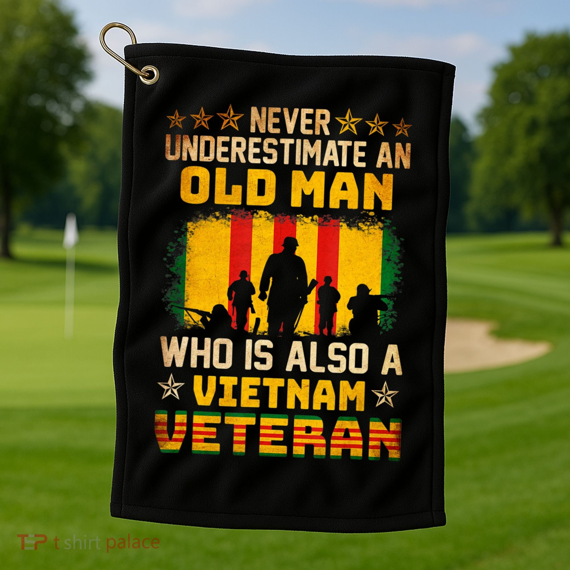 Never Underestimate An Old Man Vietnam Veteran Golf Towel