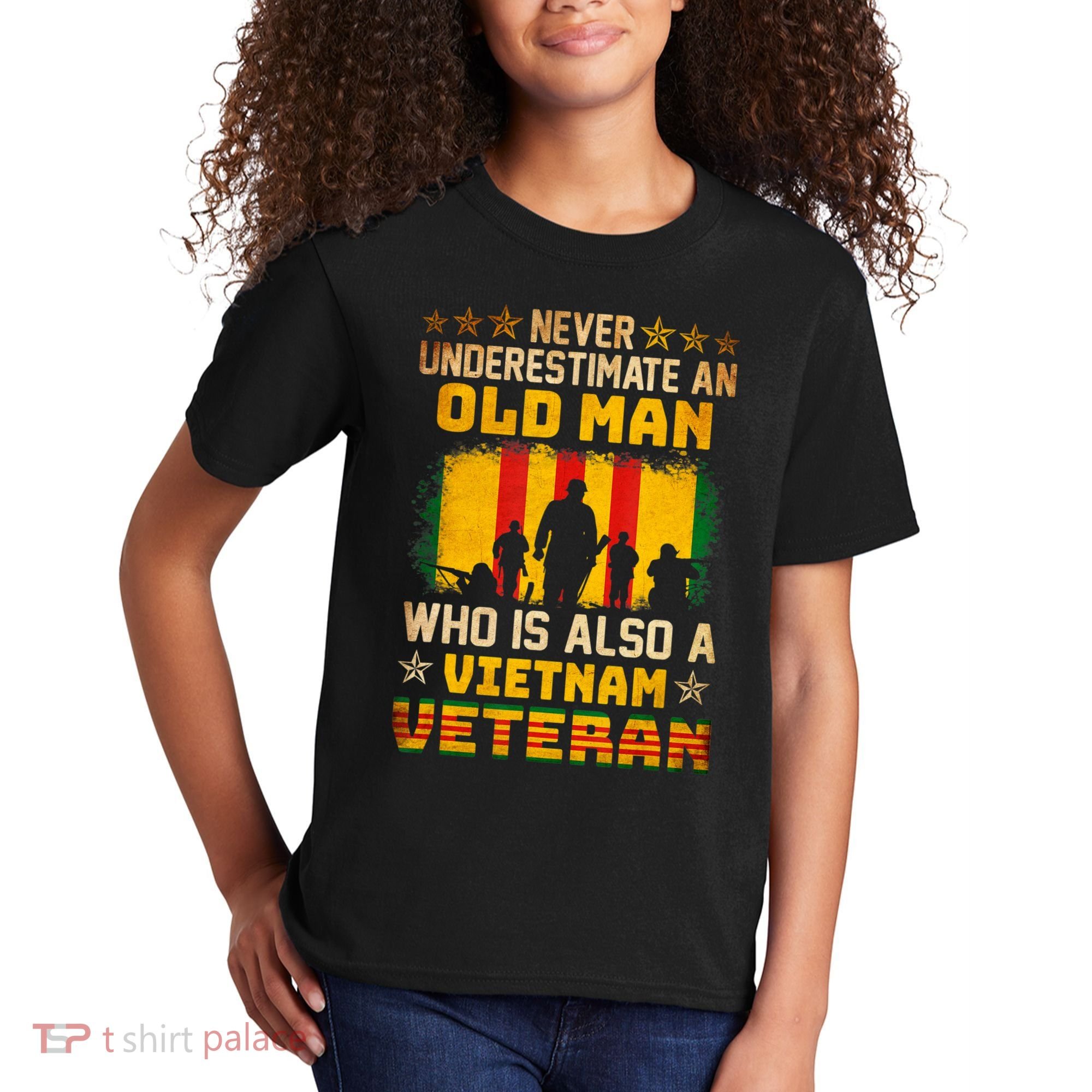 Never Underestimate An Old Man Vietnam Veteran Kids T-Shirt