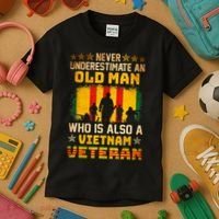 Never Underestimate An Old Man Vietnam Veteran Kids T-Shirt thumb 3